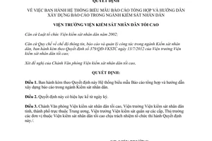 Quyết định 515/QĐ-VKSTC năm 2012 hướng dẫn xây dựng báo cáo ngành kiểm sát