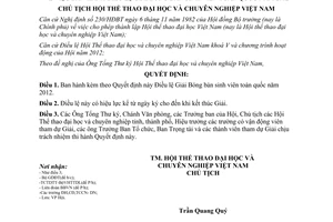 Quyết định 66/QĐ-HTT năm 2012 Điều lệ Giải Bóng bàn sinh viên toàn quốc