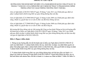 Thông tư liên tịch 37/2012/TTLT-BGTVT-BCA hướng dẫn Nghị định 60/2011/NĐ-CP