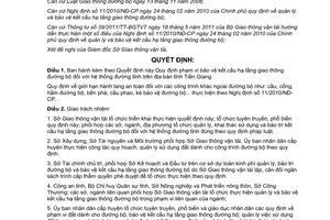 Quyết định 21/2012/QĐ-UBND phạm vi bảo vệ kết cấu hạ tầng giao thông đường bộ