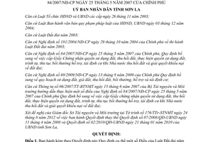 Quyết định 17/2012/QĐ-UBND quy định cụ thể Luật Đất đai năm 2003 Nghị định 181