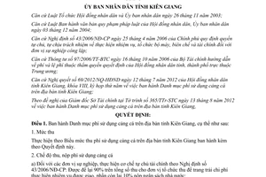 Quyết định 26/2012/QĐ-UBND Danh mục phí sử dụng cảng cá trên địa bàn tỉnh