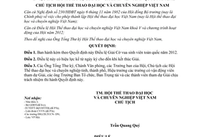 Quyết định 67/QĐ-HTT năm 2012 Điều lệ Giải Cờ vua sinh viên toàn quốc