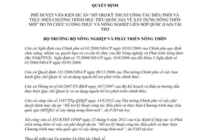 Quyết định 2237/QĐ-BNN-HTQT năm 2012 phê duyệt dự án Hỗ trợ kỹ thuật công tác