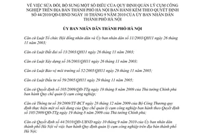 Quyết định 24/2012/QĐ-UBND sửa đổi Quy định Quản lý cụm công nghiệp trên địa bàn