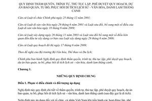 Nghị định 70/2012/NĐ-CP quy định thẩm quyền trình tự thủ tục lập phê duyệt