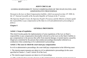 Joint circular No. 01/2012/TTLT-TANDTC-VKSNDTC-BTP guiding responsibility to pay