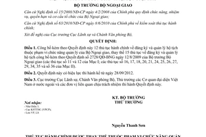 Quyết định 2480/QĐ-BNG năm 2012 thủ tục hành chính đăng ký quản lý hộ tịch Bộ Ngoại giao