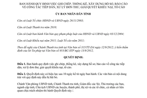 Quyết định 54/2012/QĐ-UBND Quy định việc ghi chép thống kê xây dựng hồ sơ