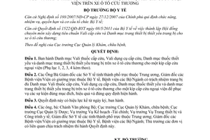 Quyết định 3385/QĐ-BYT năm 2012 danh mục Vali thuốc dụng cụ cấp cứu thuốc