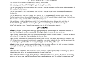 Quyết định 68/2012/QĐ-UBND quản lý thu thuế tài nguyên phí bảo vệ môi trường