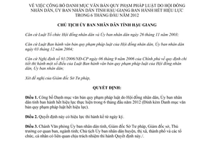Quyết định số 1896/QĐ-UBND năm 2013 Danh mục văn bản hết hiệu lực tỉnh Hậu Giang