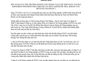 Thông báo 4561/TB-BNN-XD kết luận của Thứ trưởng Hoàng Văn Thắng tại cuộc họp