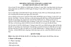 Nghị quyết 25/2012/NQ-HĐND chế độ đặc thù vận động viên huần luyện viên Sơn La