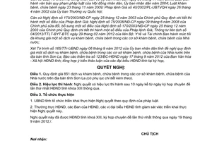 Nghị quyết 24/2012/NQ-HĐND giá khám bệnh chữa bệnh cơ sở nhà nước Sơn La