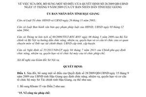 Quyết định 32/2012/QĐ-UBND sửa đổi Quyết định số 28/2009/QĐ-UBND tỉnh Hậu Giang