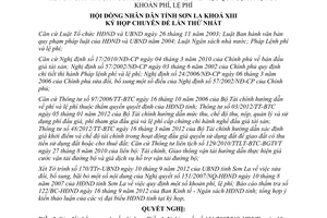 Nghị quyết 18/2012/NQ-HĐND sửa đổi Nghị quyết 151/2007/NQ-HĐND về phí Sơn La