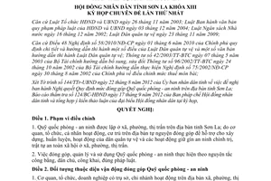 Nghị quyết 30/2012/NQ-HĐND đóng góp Quỹ quốc phòng an ninh xã Sơn La