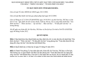 Quyết định 31/2012/QĐ-UBND Quy định tiêu chí và mức đạt tiêu chí danh hiệu