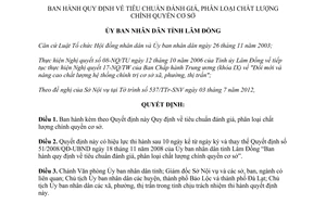 Quyết định 42/2012/QĐ-UBND Quy định tiêu chuẩn đánh giá phân loại chất lượng