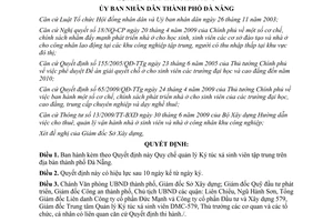 Quyết định 43/2012/QĐ-UBND Quy chế quản lý Ký túc xá sinh viên tập trung