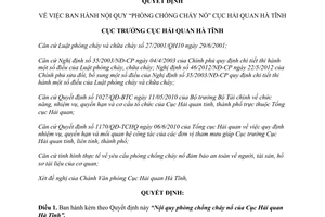 Quyết định 449/QĐ-HQHT năm 2012 Nội quy Phòng chống cháy nổ