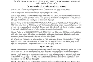 Quyết định 1572/2012/QĐ-UBND chức năng nhiệm vụ quyền hạn cơ cấu Chi cục Bảo vệ