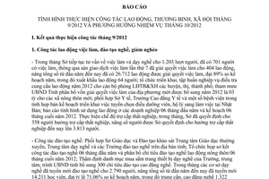 Báo cáo 175/BC-SLĐTBXH tình hình thực hiện công tác lao động thương binh xã hội