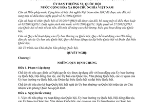 Nghị quyết 524/2012/UBTVQH13 chế độ chi tiêu bảo đảm hoạt động Quốc Hội