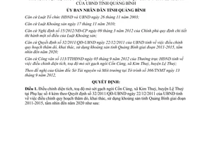 Quyết định 28/2012/QĐ-UBND điều chỉnh diện tích toạ độ mỏ sét gạch ngói Cồn Cùng