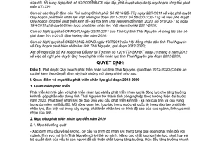 Quyết định 2134/QĐ-UBND 2012 Quy hoạch phát triển nhân lực Thái Nguyên