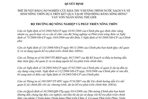 Quyết định 2283/QĐ/BNN-HTQT 2012 duyệt chương trình nước sạch vệ sinh nông thôn