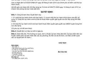 Quyết định 1317/QĐ-UBND năm 2012 thủ tục hành chính thuộc Sở Xây dựng Bắc Giang