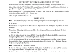 Quyết định 23/2012/QĐ-UBND số lượng mức phụ cấp hàng tháng nhân viên y tế