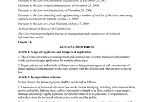 Decree No. 72/2012/ND-CP on management and common-use of technical infrastructur