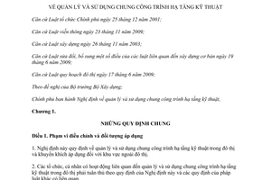 Nghị định 72/2012/NĐ-CP quản lý sử dụng chung công trình hạ tầng kỹ thuật