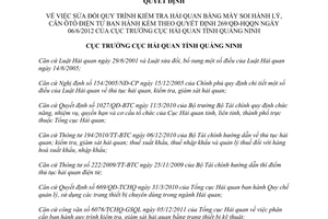 Quyết định 508/QĐ-HQQN năm 2012 sửa đổi Quy trình kiểm tra hải quan bằng máy soi