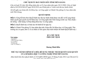 Quyết định 2222/QĐ-UBND năm 2012 công bố thủ tục hành chính Sở Khoa học