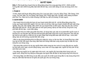 Quyết định 1397/QĐ-TTg năm 2012 phê duyệt Quy hoạch thủy lợi đồng bằng