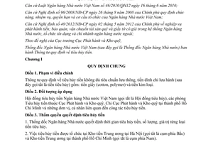 Thông tư 27/2012/TT-NHNN quy định tiêu hủy tiền