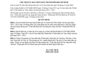 Quyết định 4946/QĐ-UBND năm 2012 Tiêu chuẩn văn hóa giai đoạn 2012 - 2015