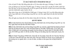 Quyết định 38/2012/QĐ-UBND Quy định định mức chi hoạt động lĩnh vực văn hóa