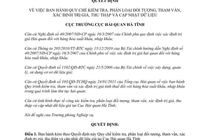 Quyết định 460/QĐ-HQHT năm 2012 Quy chế kiểm tra phân loại đối tượng tham vấn