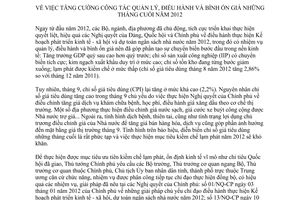 Chỉ thị 25/CT-TTg năm 2012 tăng cường công tác quản lý điều hành bình ổn giá