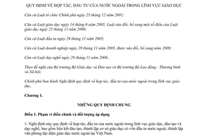 Nghị định 73/2012/NĐ-CP quy định về hợp tác đầu tư của nước ngoài trong lĩnh vực