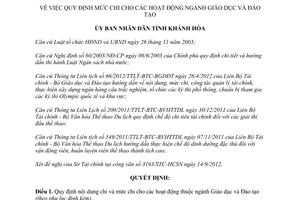 Quyết định 2389/QĐ-UBND 2012 mức chi Giáo dục Đào tạo Khánh Hòa