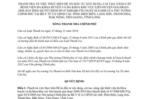Quyết định 2456/QĐ-TTCP 2012 thanh tra đầu tư xây dựng cải tạo bệnh viện đa khoa 2008 2010
