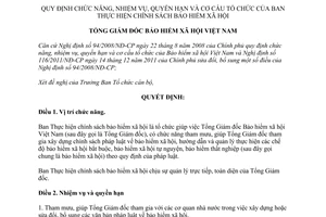 Quyết định 1285/QĐ-BHXH 2012 chức năng nhiệm vụ quyền hạn tổ chức Ban Thực hiện chính sách bảo hiểm xã hội