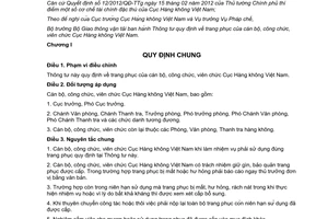 Thông tư 40/2012/TT-BGTVT quy định trang phục của cán bộ công viên chức