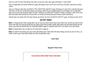 Quyết định 2382/QĐ-UBND năm 2012 công bố thủ tục hành chính của Sở GTVT Cần Thơ